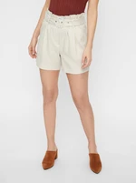 Beige Striped High Waist Shorts VERO MODA Gally