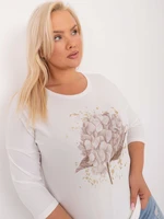 Women's blouse Ecru plus size with 3/4 sleeves