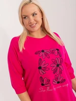 Fuchsia women's plus size blouse with lettering