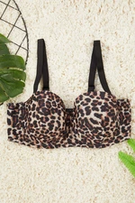 Trendyol Curve Multicolored Leopard Patterned Removable Thick Rope Straps Strapless Plus Size Bra