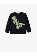 Koton Dinosaur Sweatshirt Long Sleeve Crew Neck Raised Cotton