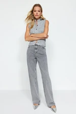 Trendyol Gray High Waist Wide Leg Jeans