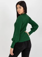 RUE PARIS dark green women's basic striped blouse