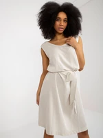 Light beige summer dress with canvas RUE PARIS