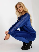 Women's cobalt velour set with stone application