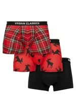 Boxer shorts 3-pack red plaid aop+moose aop+blk