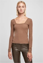 Women's square neckline with long sleeves in dark khaki