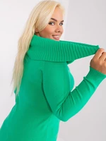 Green women's plus-size sweater with cuffs