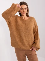 Camel oversize knitted sweater from RUE PARIS