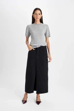 DEFACTO Fashion Fit Slit Pocket Long Jean Skirt