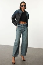 Trendyol Blue More Sustainable Pocket Detailed High Waist Barrel Baggy Jeans