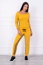 Set with double stripe mustard+black