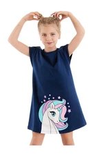 Denokids Girls' Dress Unicorn Girls' Children's Casual Dress Navy Blue