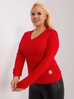 Červená halenka plus size s dlouhým rukávem