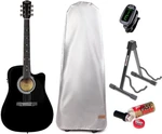 Fender Squier SA-105CE SET Black Dreadnought z elektroniką