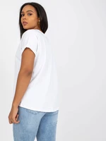 White plus size T-shirt with round neckline