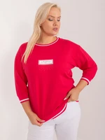 Plus Size Red Round Neckline Blouse