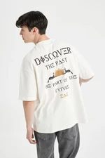 DEFACTO Oversize Fit Crew Neck Back Printed Short Sleeve T-Shirt