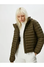 Koton Short Puffer Jacket Hooded Zippered Elastic Sleeves