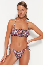 Trendyol Floral Patterned Tunnel Normal Leg Bikini Bottom