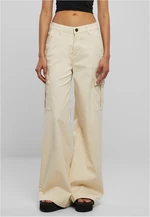 Women's high-waisted and wide-waisted twill trousers Cargo Cargo whitesand