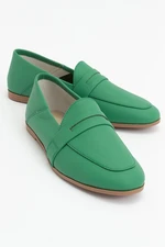 LuviShoes F05 Green Skin Genuine Leather Women's Ballerinas