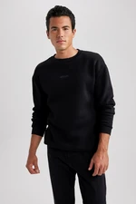 DEFACTO Black Boxy Fit Crew Neck Printed Sweatshirt