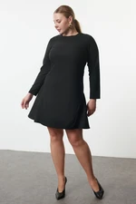 Trendyol Curve Black Basic Long Sleeve Hidden Zipper Mini Woven Plus Size Dress