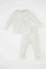 DEFACTO Baby Girl Floral Long Sleeve Top Long Bottom Cotton Pajama Set