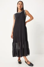 Happiness İstanbul Women's Black Tulle Detailed Knitted Dress