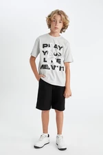 DEFACTO Boy's Printed Short Sleeve T-Shirt Shorts 2-Piece Set