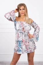 Floral ecru shoulder dress