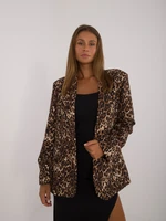 Dark beige and black oversize blazer with print