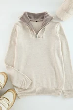 Trendyol Beige Casual Regular Half Turtleneck Plain Knitwear Sweater