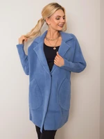 Grey and blue fluffy alpaca coat