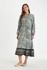 DEFACTO Regular Fit Patterned Long Sleeve Maxi Dress