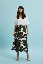 Women's midi skirt MOODO with pattern - khaki/black