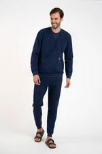 Men's Fox Sweatshirt with Long Sleeves, Long Pants - Dark Blue