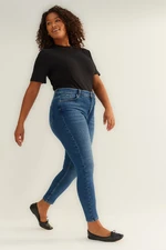 Trendyol Curve Navy Blue Vysoký pas Elastické Skinny Džíny