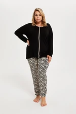 Guyana Women's Long Sleeve Pajamas, Long Pants - Black/Print