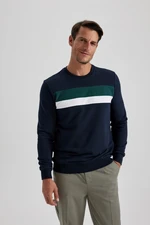 DEFACTO Regular Fit Color Block Crew Neck Basic Plain Sweatshirt