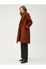 Koton Long Cashmere Coat Dvouřadý Dvojitý Knoflíky S Kapsami