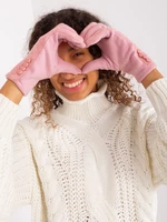 Light pink gloves with geometric pattern