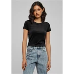 Women's short velvet T-shirt in black color