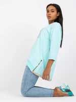 Mint plus size blouse with application