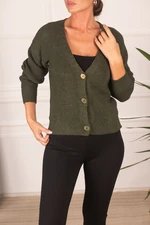 armonika Women's Khaki Thessaloniki Knitted Buttoned Cardigan