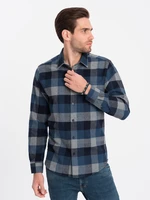 Ombre Men's plaid flannel shirt - blue