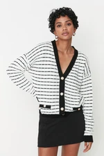 Trendyol Black Striped Knitwear Cardigan