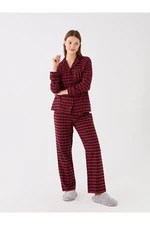 LC Waikiki Women's Shirt Collar Plaid Long Sleeved Pajamas Set