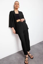 Trendyol Black Woven Kimono-Pants Set